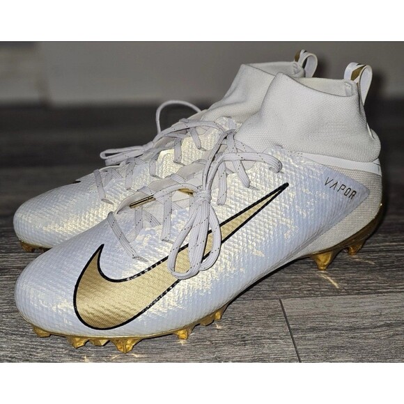 Size 11 Nike Vapor Untouchable Pro 3 PRM Football Cleats Gold White AQ0634-007 main image 7